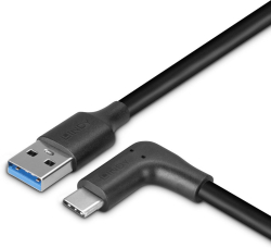 USB 3.2 кабел Lindy, Type A към C, M-M, 90° под ъгъл, 10Gbps, черен, 0.5 м