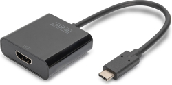DIGITUS DA-70852, USB 3.2 Type-C към HDMI, 4K UHD, 60Hz, 15 см кабел, черен