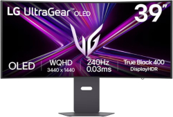 Монитор LG 39GX900A-B, 39", OLED UltraGear 21:9 Curved, 0.03 ms, WQHD (3440x1440), SB-C, PD 65W, HDMI, DP, PBP, Black