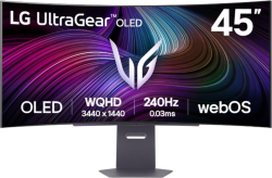 Монитор LG 45GX90SA-B, 44.5", OLED UltraGear 21:9 Curved Smart, 0.03 ms, WQHD (3440x1440), 240Hz, HDR 400, 1500000:1, 250 cd/m2
