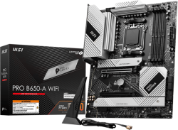 Дънна платка MSI PRO B650-A WIFI, ATX, Socket AM5, Dual Channel DDR5 7600+(OC)MHz, 2x PCIe x16 slot, 3x M.2 slots, 1x HDMI, 1x DP