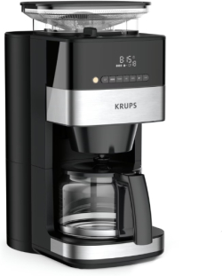 Кафемашина Krups KM832810 Grind &amp; Brew, metalic grinder, 3 grinding settings, digital display, timer, 1.25L