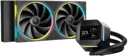 Водно охлаждане DeepCool LM240, 2.4" LCD screen, 2x120mm FL12 SE ARGB PWM Fans, Черен