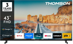 Телевизор Thomson 43" FHD Google TV; 1920 x 1080 (FHD), DLED, 60 Hz, HDR10, Dolby Audio, Google Cast, DVB-T-T2-C-S-S2, Wi-Fi, Bluetooth, LAN