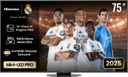 Телевизор Hisense 75" U8Q, 4K Ultra HD 3840x2160, Mini Led Pro, 165Hz, IPS, HDR 10+, Dolby Atmos, Smart TV,3xHDMI, 2xUSB, LAN, DVB-T2-C-S2