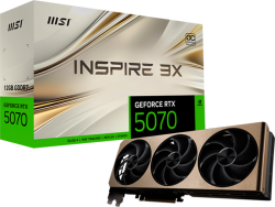 Видеокарта MSI Nvidia GeForce RTX 5070 12G INSPIRE 3X OC, 12GB GDDR7, 192bit, 6144 CUDA, PCIe 5.0, 3x DP 2.1b, HDMI 2.1b