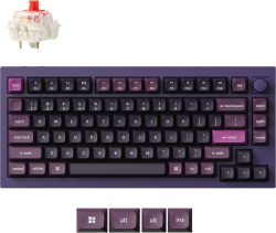 Клавиатура Keychron Q1M-V1, геймърска, механична, Bluetooth 5.1, RGB подсветка, Gateron Jupiter Red, лилав