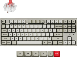Клавиатура Keychron C1PX-M1, геймърска, механична, с кабел, USB, Super Red, RGB (16,8M), мултимедийни функции, бял