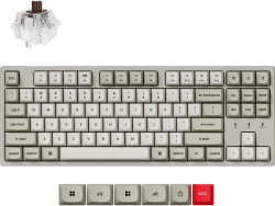 Клавиатура Keychron C1PX-M3, геймърска, механична, USB кабел, Super Brown суичове, RGB подсветка, бял