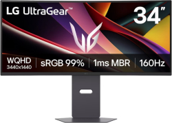 Монитор LG 34G600A-B, 34", UltraGear 21:9 Curved, 1ms MBR, 5ms, WQHD (3440x1440), 160Hz, LG Switch, Height, Swivel, Tilt, Black