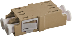 Конектор / букса LC дуплексен адаптер, мултимод, с фланци, бежов