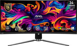 Монитор MSI MAG 341CQP QD-OLED Curved Gaming Monitor, 34" 175Hz, UWQHD (3440x1440) 21:9, QD-OLED, 1800R, 0.03ms