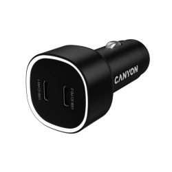 Принадлежност за смартфон Зарядно за кола CANYON OnDrive 60 PD, 2xUSB-C, 60W, черен