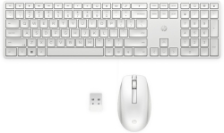 Клавиатура HP 655, безжична, 2.4 GHz, QWERTY English, с мишка, бял