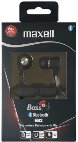 Слушалки MAXELL B13-EB2 BASS 13, тапи, с микрофон, Bluetooth 5.1, черни