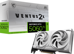 Видеокарта MSI Video Card NVIDIA GeForce RTX 5060 Ti 16G VENTUS 2X OC WHITE PLUS, 16GB GDDR7, 128-bit, 3x DP 2.1b, HDMI 2.1b, 180W TDP