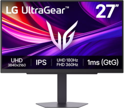 Монитор LG 27G810A-B, UltraGear 27" 4K IPS, 1ms (GtG), 400cd-m2, UHD 3840x2160, 180Hz, Черен