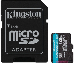 Micro SDXC 128G V30 Cl10+SD Adapt., Kingston Go!+