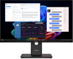 Монитор Lenovo ThinkVision T27ud-40 27" IPS WLED, 3840x2160, 16:9, 60Hz, 4ms, 350 cd-m2, 1500:1, USB hub, HDMI, USB-C, RJ45, Черен