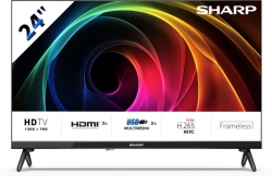 Телевизор Sharp 24HA1205E, 24" LED HD 1366x768 Frameless, 100 000:1, DVB-T-T2-C-S-S2, Active Motion 100, Speaker 2x3W, Dolby Digital