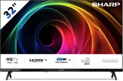 Телевизор Sharp 32HA1205E, 32" LED HD 1366x768 HD Frameless, 100 000:1, DVB-T-T2-C-S-S2, Active Motion 100, Speaker 2x8W, Dolby Digital