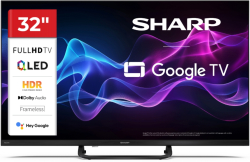 Телевизор Sharp 32HF3865E, 32" QLED Google TV, FHD 1920x1080 Frameless, 1 000 000:1, DVB-T-T2-C-S-S2, HDR10, Speaker 2x8W