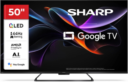 Телевизор Sharp 50HR7265E, 50" QLED GOOGLE TV, 4K 144Hz Quantum Dot 3840x2160 Frameless, AQUOS AI, DVB-T-T2-C-S-S2, Google Assistant