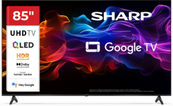 Телевизор Sharp 85HP5265E, 85" QLED Google TV, 4K Ultra HD 3840x2160 Frameless, 1 000 000:1, AQUOS, DVB-T-T2-C-S-S2, Google Assistant
