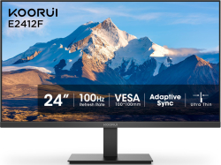 Монитор KOORUI 24 E2412F, 24", FHD 1920 x 1080 16:9, 100Hz, 1x D-Sub(VGA), 1x HDMI, 1x Audio, Черен