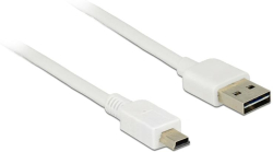 Кабел/адаптер Delock EASY-USB-A 2.0 мъжко - USB Mini-B мъжко, 1m , бял