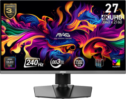 Монитор MSI MAG 272UP QD-OLED X24, 0.03ms, 240Hz, 3840 x 2160 (UHD), 16:9, 2xHDMI 2.1, TypeC, VESA, Черен