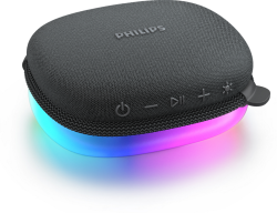 Bluetooth Колонкa PHILIPS TAS2307BK/00, 5 W RMS, 160 – 18 000 Hz, RGB подсветка, до 20 м, USB Type-C, черен