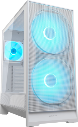 Кутия COUGAR AIRFACE 180, Mid Tower, ATX, RGB Control Button, 3х вентилатора, 2х 3,5'', 1х 2,5'', 1 USB 3.2 Type C, 1 USB 3.0 Type A, Бял