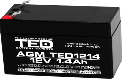 Акумулаторна батерия TED ELECTRIC оловна, 12V - 1.4 Ah, 98-43, 5-53 мм, AGM