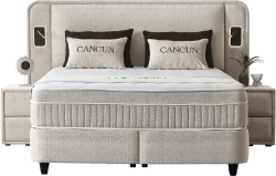 Тапицирана спалня с матрак CANCUN 160 x 200 - бежов 04