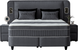 Тапицирана спалня с матрак CANCUN 160 x 200 - сив 18