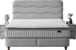 Тапицирана спалня с матрак WAVE 160 x 200 - светлосив 25