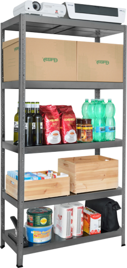 Метален стелаж HARD 180x90x40 см, до 90 кг на рафт - сив