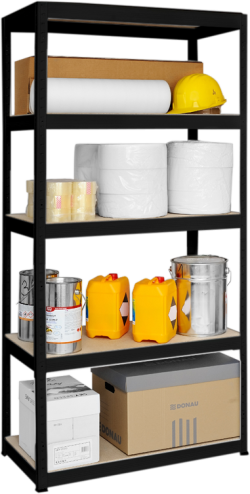 Метален стелаж STAR 180x90x45 см, до 275 кг на рафт - черен