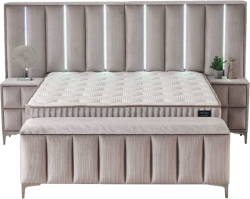 Тапицирана спалня с матрак MOONLIGHT 140 x 200 - бежов 03