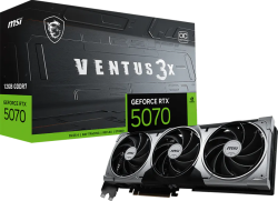 Видеокарта MSI Video Card Nvidia GeForce RTX 5070 12G VENTUS 3X OC, 12GB GDDR7, 192bit, 3x DP 2.1b, HDMI 2.1b, 650W Recommended PSU