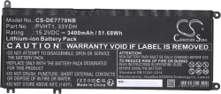 Батерия за лаптоп DELL G3 15, G5 15 5587, INS 15PD-1863BL, Latitude 15 3590, 33YDH, W7NKD, LiIon, 15.2V, 3400mAh, CAMERON SINO