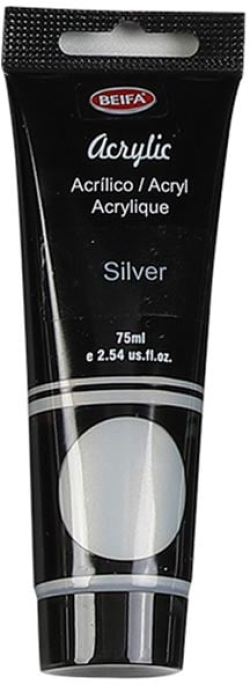  Beifa Акрилна боя, в тубичка, 75 ml, сребриста