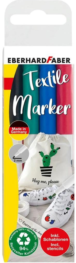 Eberhard Faber Маркер за текстил, с шаблони, 4 цвята