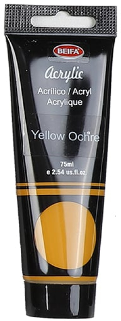  Beifa Акрилна боя, в тубичка, 75 ml, жълта охра