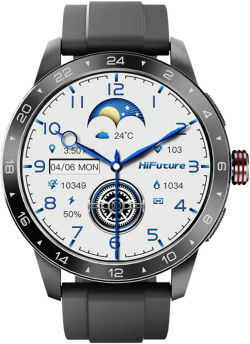 Смарт часовник HiFuture Flex 2, 1.39" FHD, Bluetooth Call, IP68 Водоустойчив, Черен
