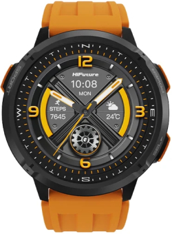 Смарт часовник HiFuture MIX3, 1.43" AMOLED, Bluetooth Call, 3ATM Водоустойчив, Черен/Оранжев