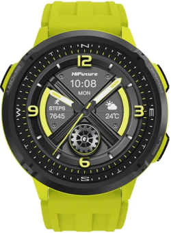 Смарт часовник HiFuture MIX3, 1.43" AMOLED, Bluetooth Call, 3ATM Водоустойчив, Черен/Жълт
