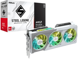 Видеокарта ASRock RX 9060 XT Steel Legend OC, 16GB GDDR6, 3320MHz, PCIe 5.0, 128-bit, HDMI/2xDP, бял