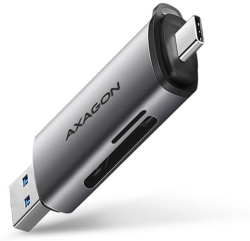 Картов четец AXAGON CRE-SAC, USB-A/USB-C, SD/microSD, 5Gbps, черен